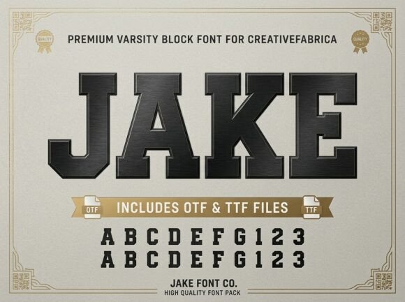 Jake: A Premium Varsity Block Font for Bold Branding